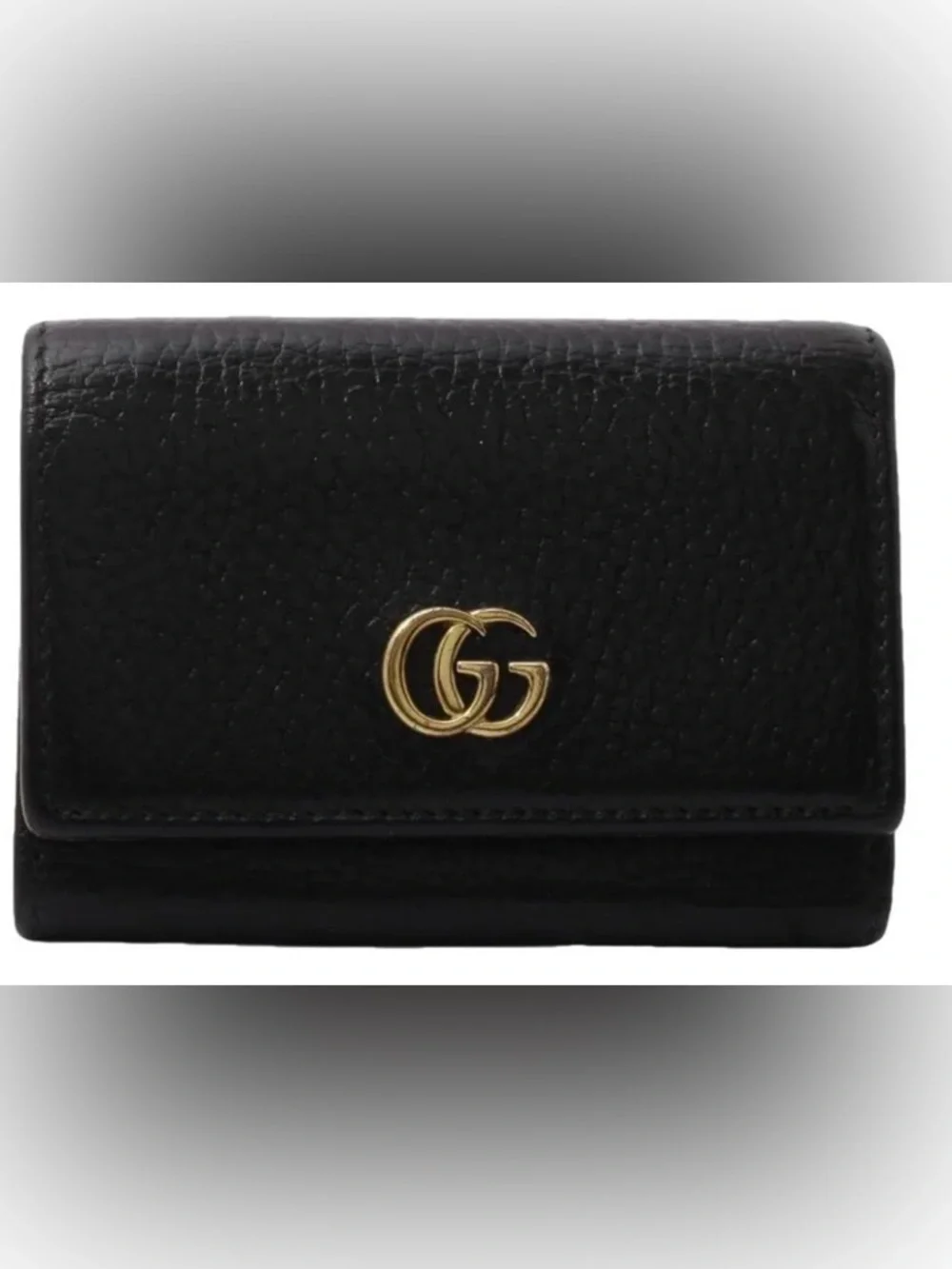 AUTHENTIC Gucci Black Pebbled Leather with Gold GG - Picture 6 of 6